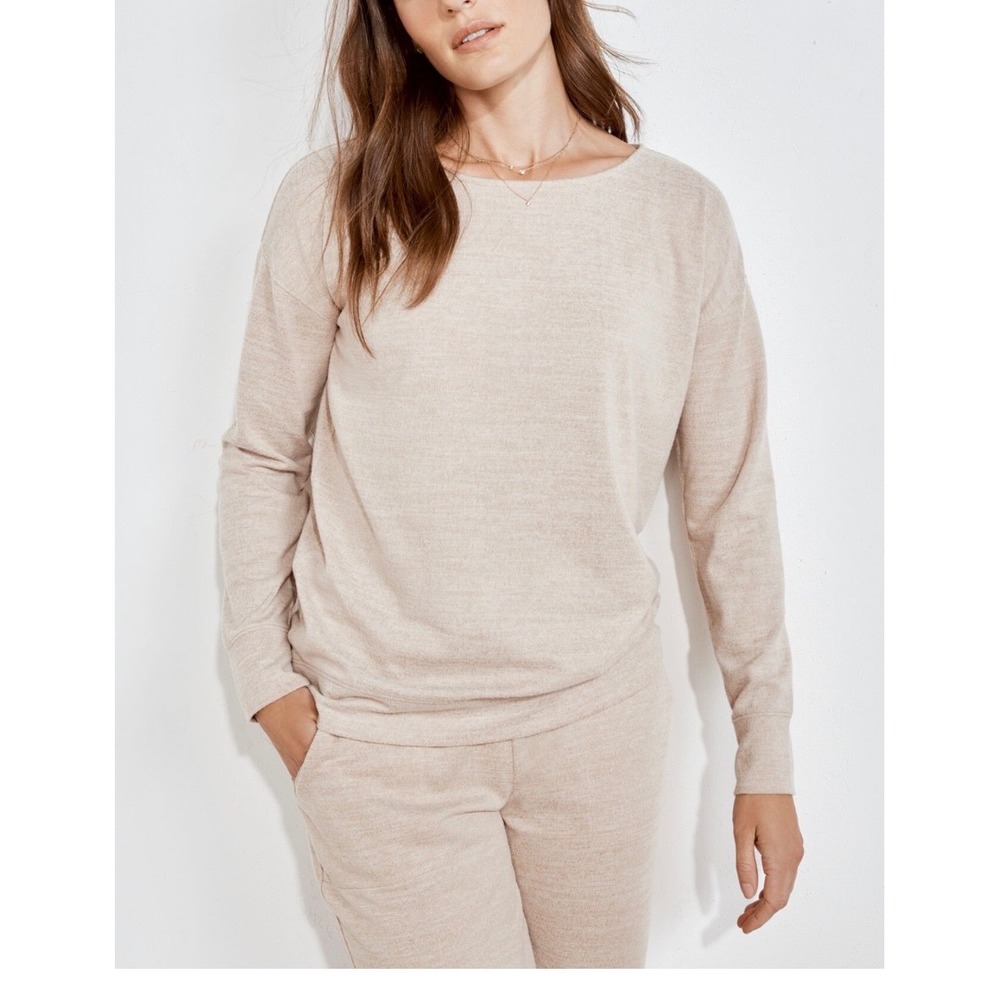 Haven Well Within NWT Marled Knit Boat Neck Top‎ Heathered Oatmeal Pullover L